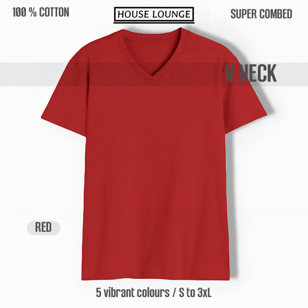 EXQUISITE V-NECK COTTON T-SHIRT RED