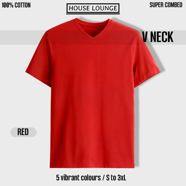 EXQUISITE V-NECK COTTON T-SHIRT RED