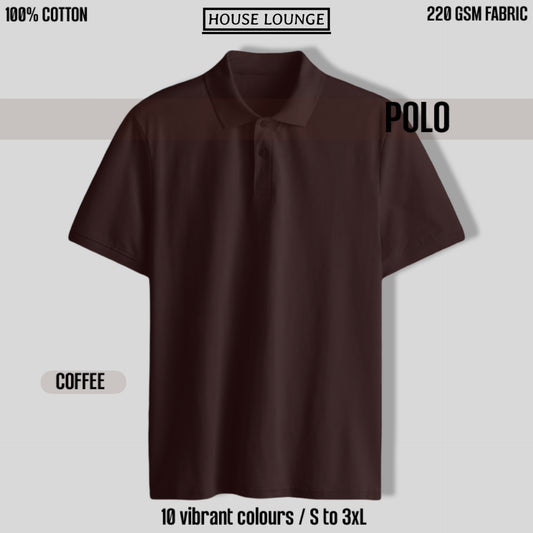 PRESTIGE COTTON POLO T-SHIRT COFFEE BROWN