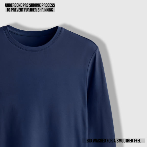 URBAN REFINED FULL SLEEVE T-SHIRT NAVY BLUE