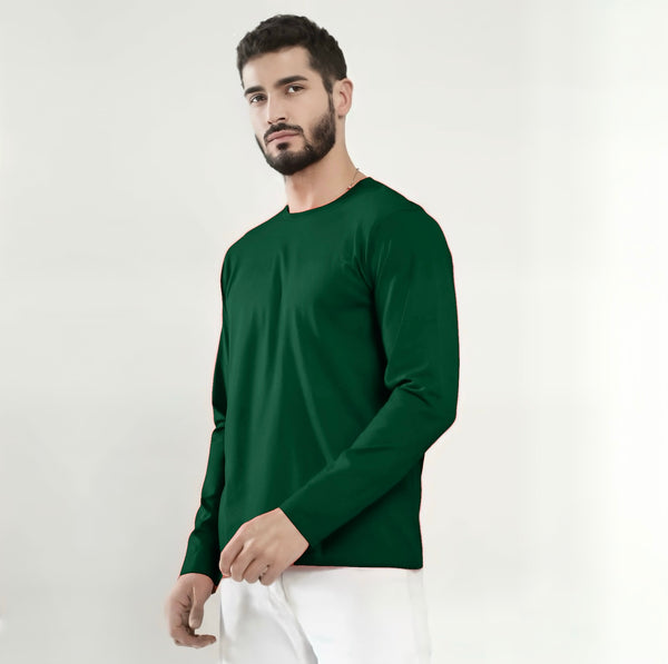 URBAN REFINED FULL SLEEVE T-SHIRT BOTTLE GREEN