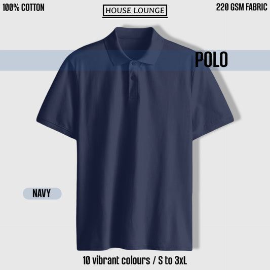 PRESTIGE COTTON POLO T-SHIRT NAVY BLUE