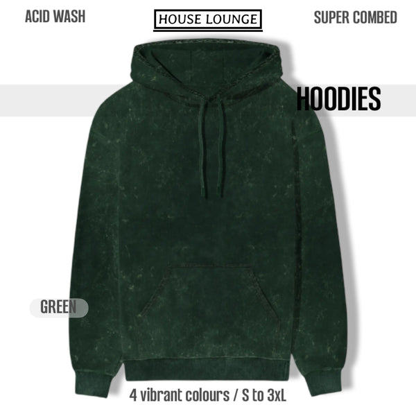 HOUSE LOUNGE ACID WASH HOODIE BOTTLE GREEN