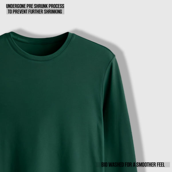 URBAN REFINED FULL SLEEVE T-SHIRT BOTTLE GREEN