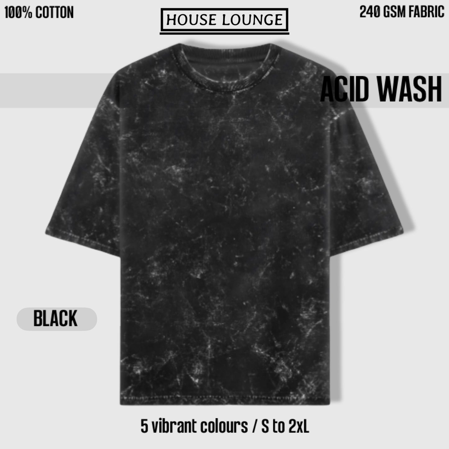 LUXURY ACID WASH UNISEX T-SHIRT BLACK