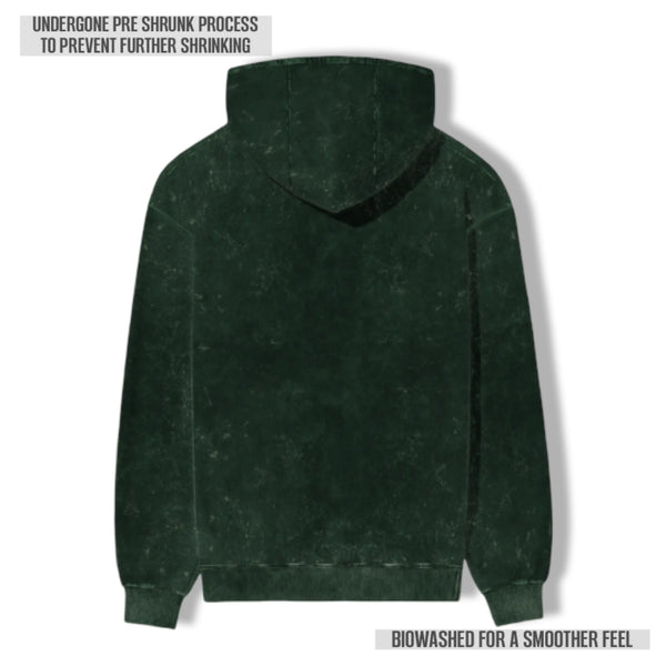 HOUSE LOUNGE ACID WASH HOODIE BOTTLE GREEN