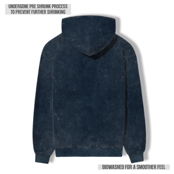 HOUSE LOUNGE ACID WASH HOODIE NAVY BLUE