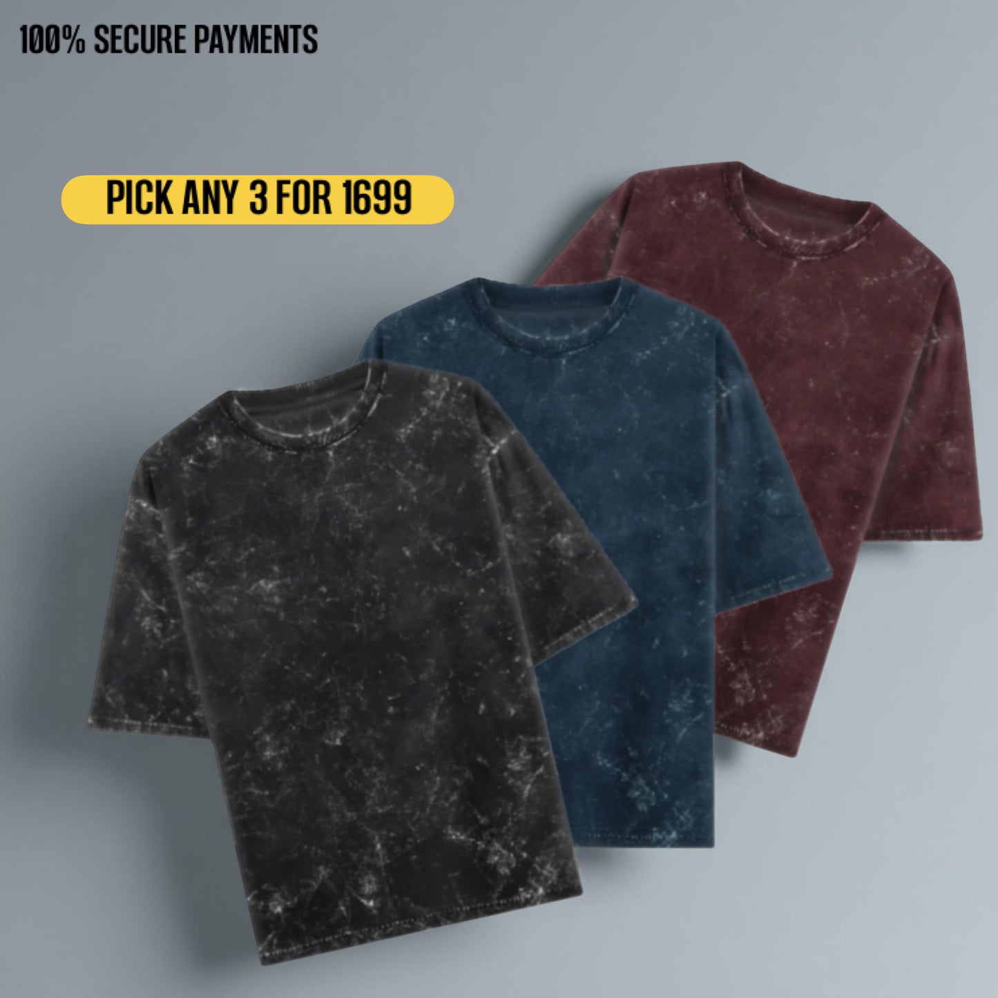 LUXURY ACID WASH UNISEX T-SHIRT BLACK