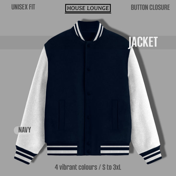 HOUSE LOUNGE VARSITY JACKET NAVY BLUE