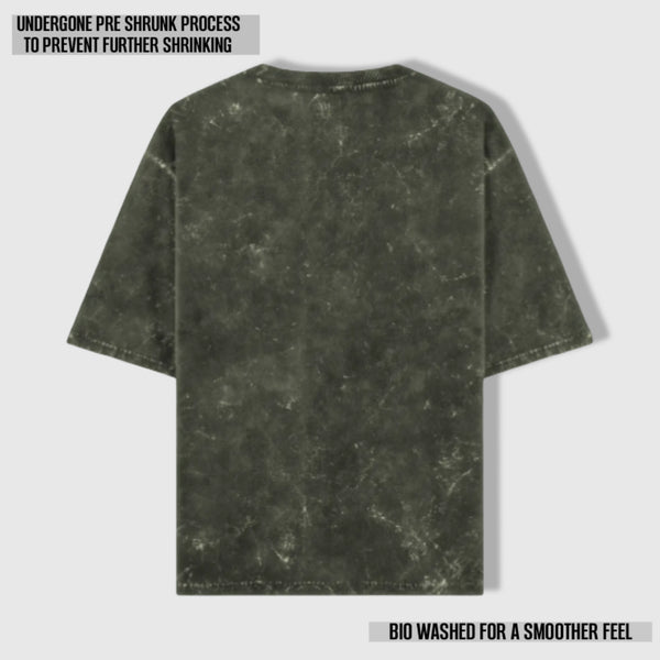 LUXURY ACID WASH UNISEX T-SHIRT OLIVE GREEN