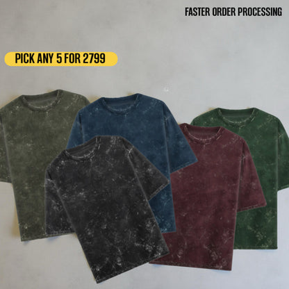 LUXURY ACID WASH UNISEX T-SHIRT BLACK