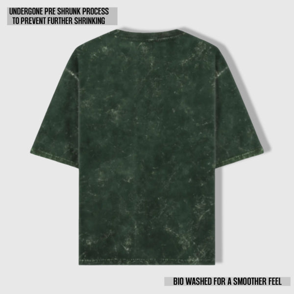LUXURY ACID WASH UNISEX T-SHIRT BOTTLE GREEN