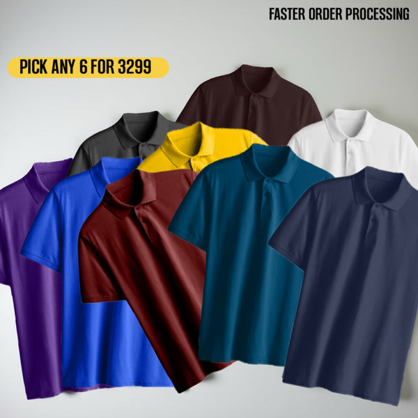 PRESTIGE COTTON POLO T-SHIRT PURPLE