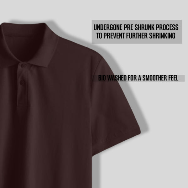 PRESTIGE COTTON POLO T-SHIRT COFFEE BROWN