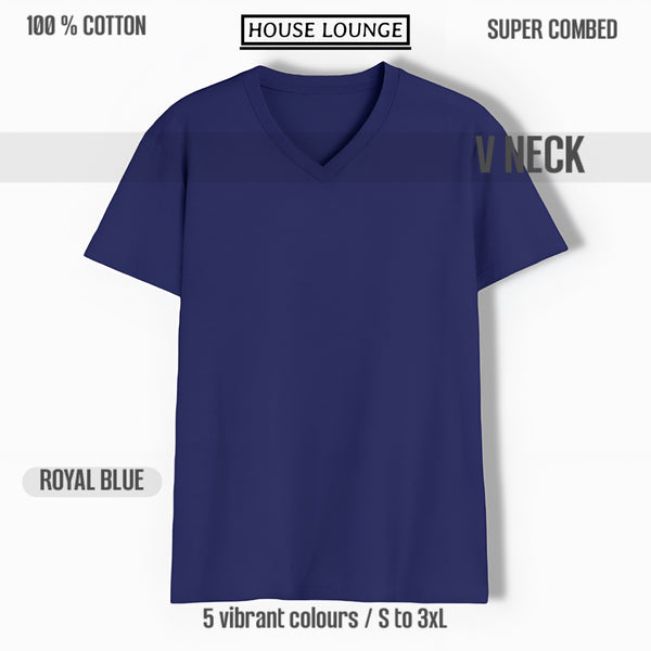 EXQUISITE V-NECK COTTON T-SHIRT ROYAL BLUE