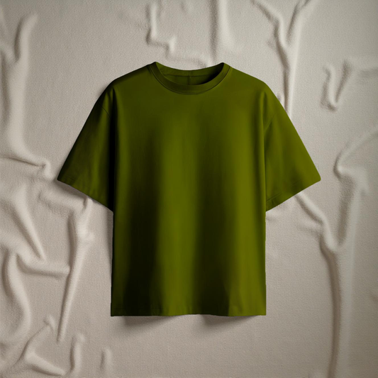 REGAL COTTON OVERSIZED TEE OLIVE GREEN