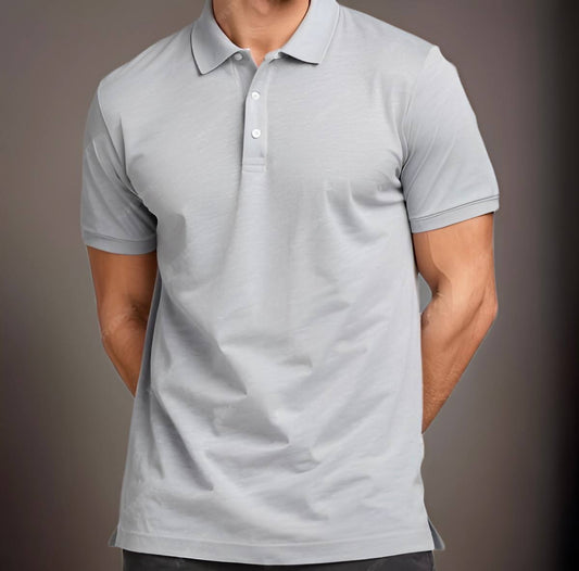 PRESTIGE COTTON POLO T-SHIRT LIGHT GREY