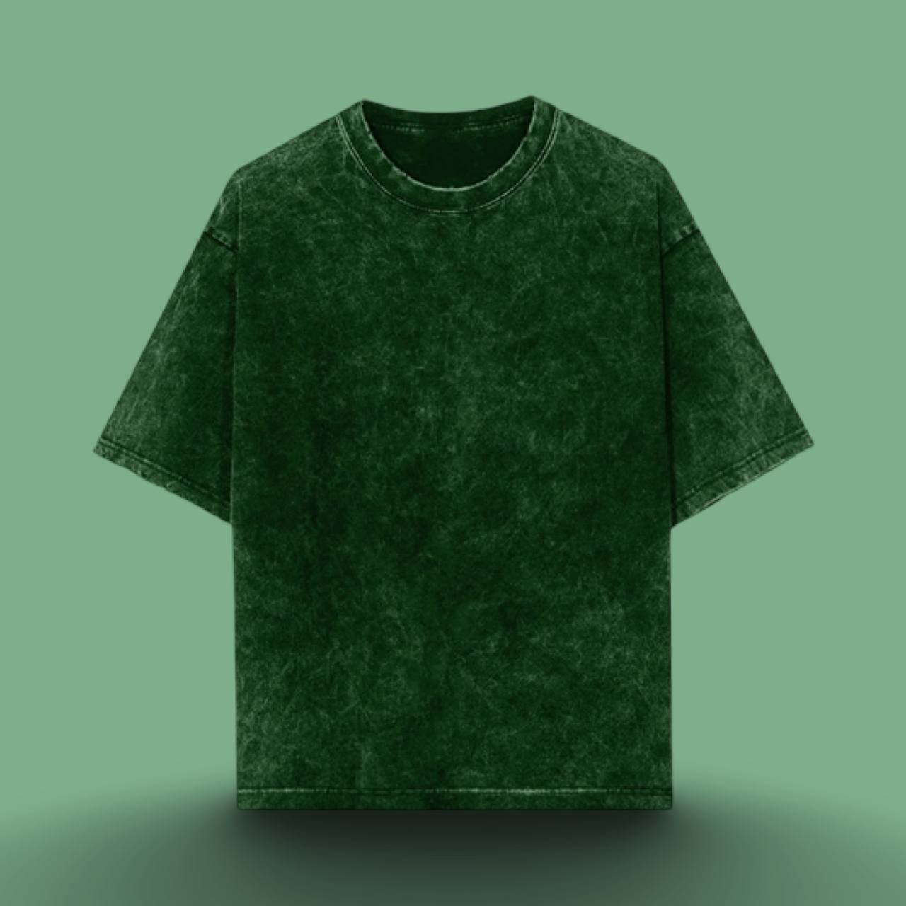 LUXURY ACID WASH UNISEX T-SHIRT BOTTLE GREEN