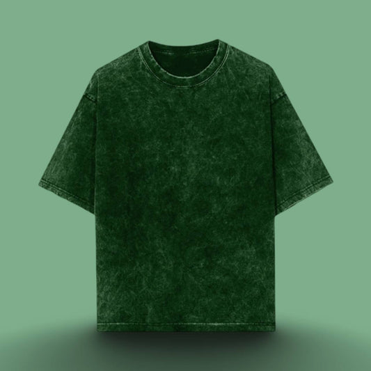 LUXURY ACID WASH UNISEX T-SHIRT BOTTLE GREEN
