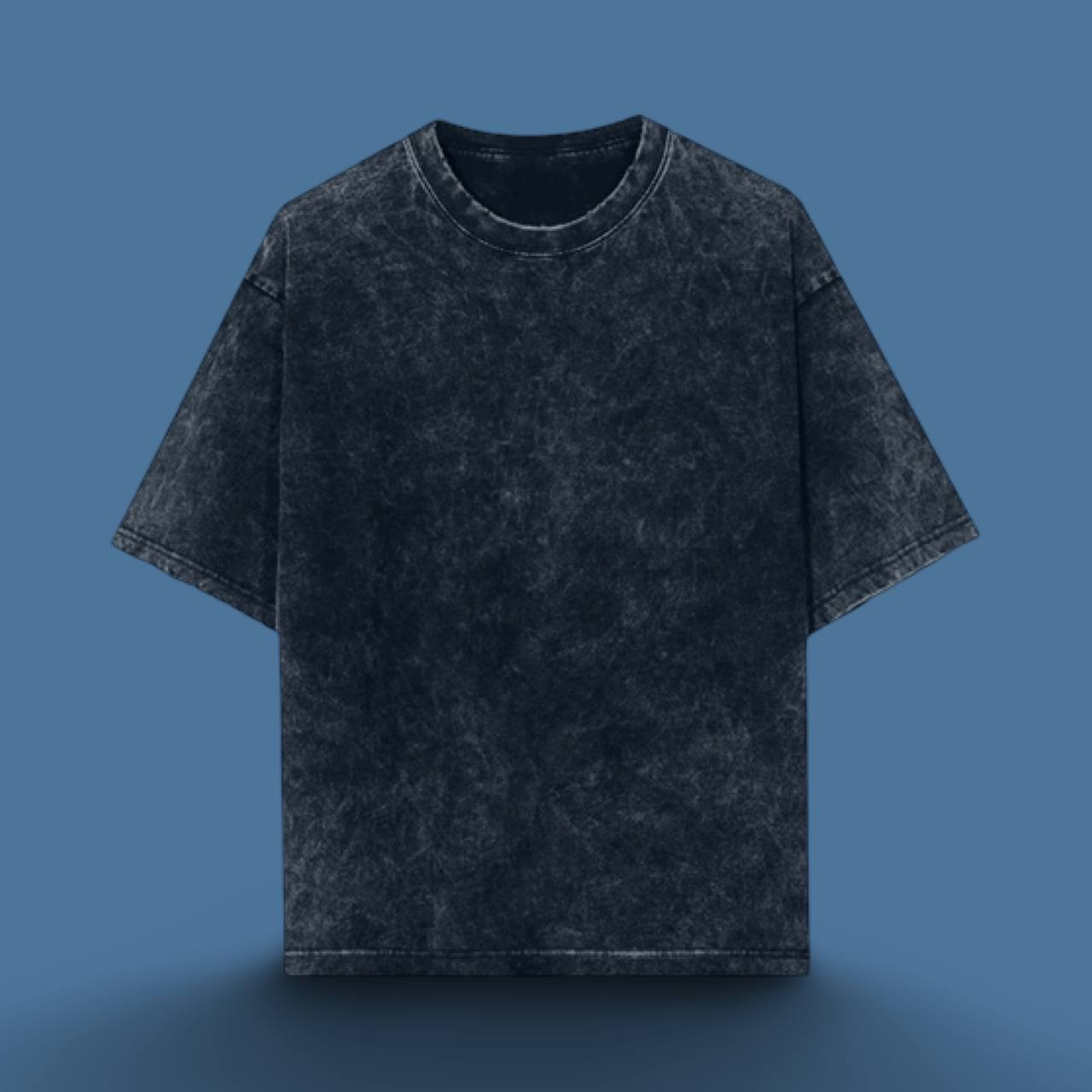 LUXURY ACID WASH UNISEX T-SHIRT NAVY BLUE