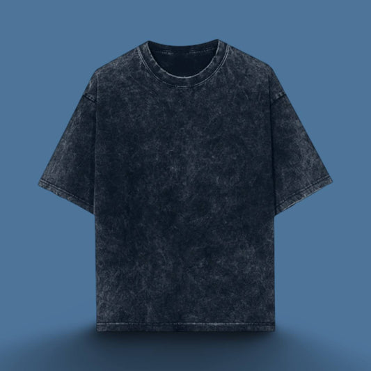 LUXURY ACID WASH UNISEX T-SHIRT NAVY BLUE