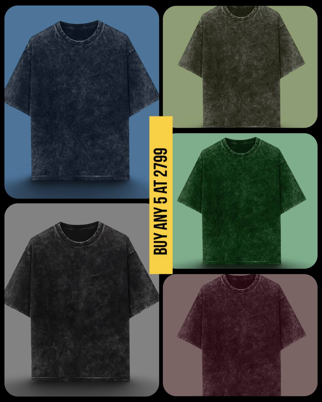 LUXURY ACID WASH UNISEX T-SHIRT BOTTLE GREEN