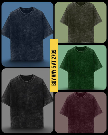 LUXURY ACID WASH UNISEX T-SHIRT BOTTLE GREEN