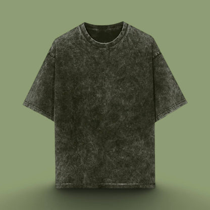 LUXURY ACID WASH UNISEX T-SHIRT OLIVE GREEN