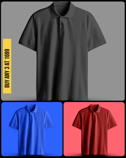 PRESTIGE COTTON POLO T-SHIRT BLACK