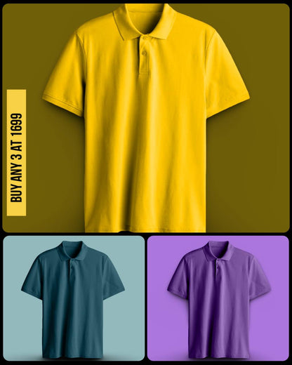 PRESTIGE COTTON POLO T-SHIRT PURPLE